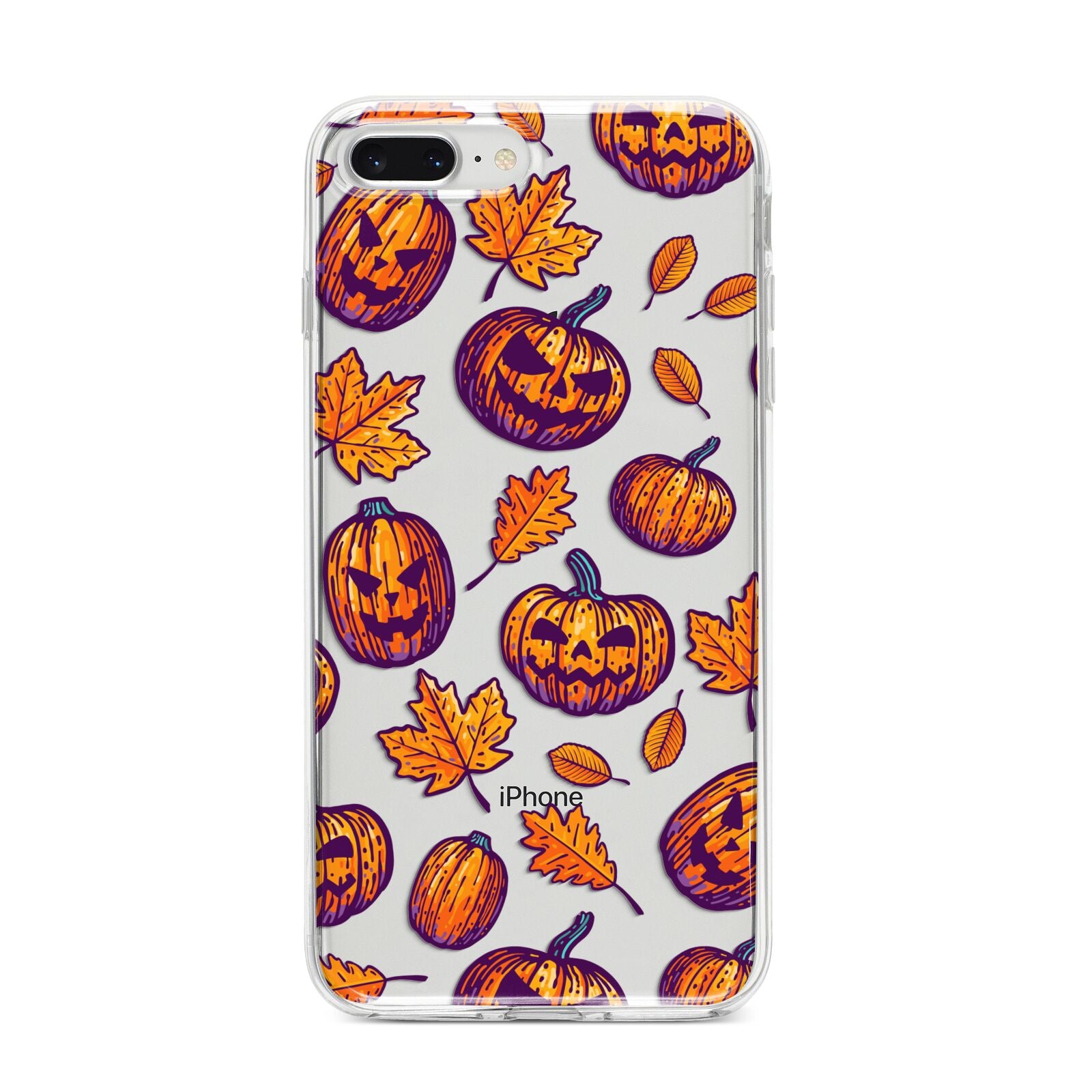 Purple and Orange Autumn Illustrations iPhone 8 Plus Bumper Case on Silver iPhone