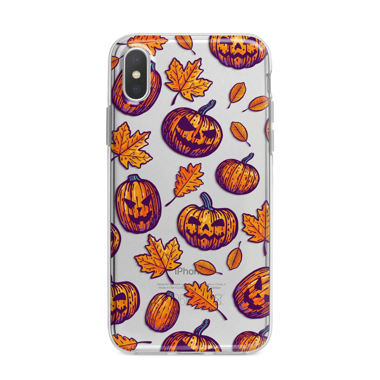 Purple and Orange Autumn Illustrations iPhone X Bumper Case on Silver iPhone Alternative Image 1