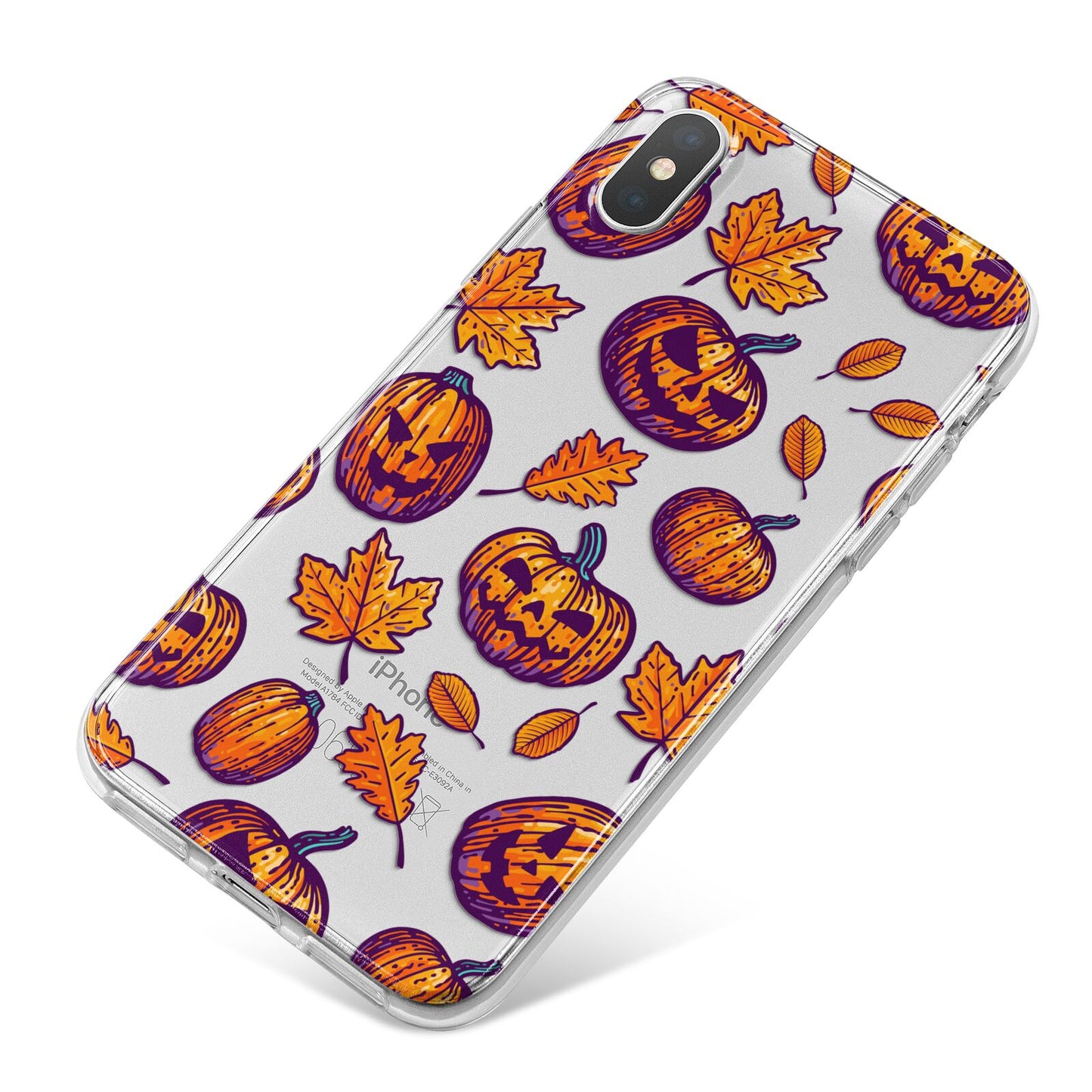 Purple and Orange Autumn Illustrations iPhone X Bumper Case on Silver iPhone