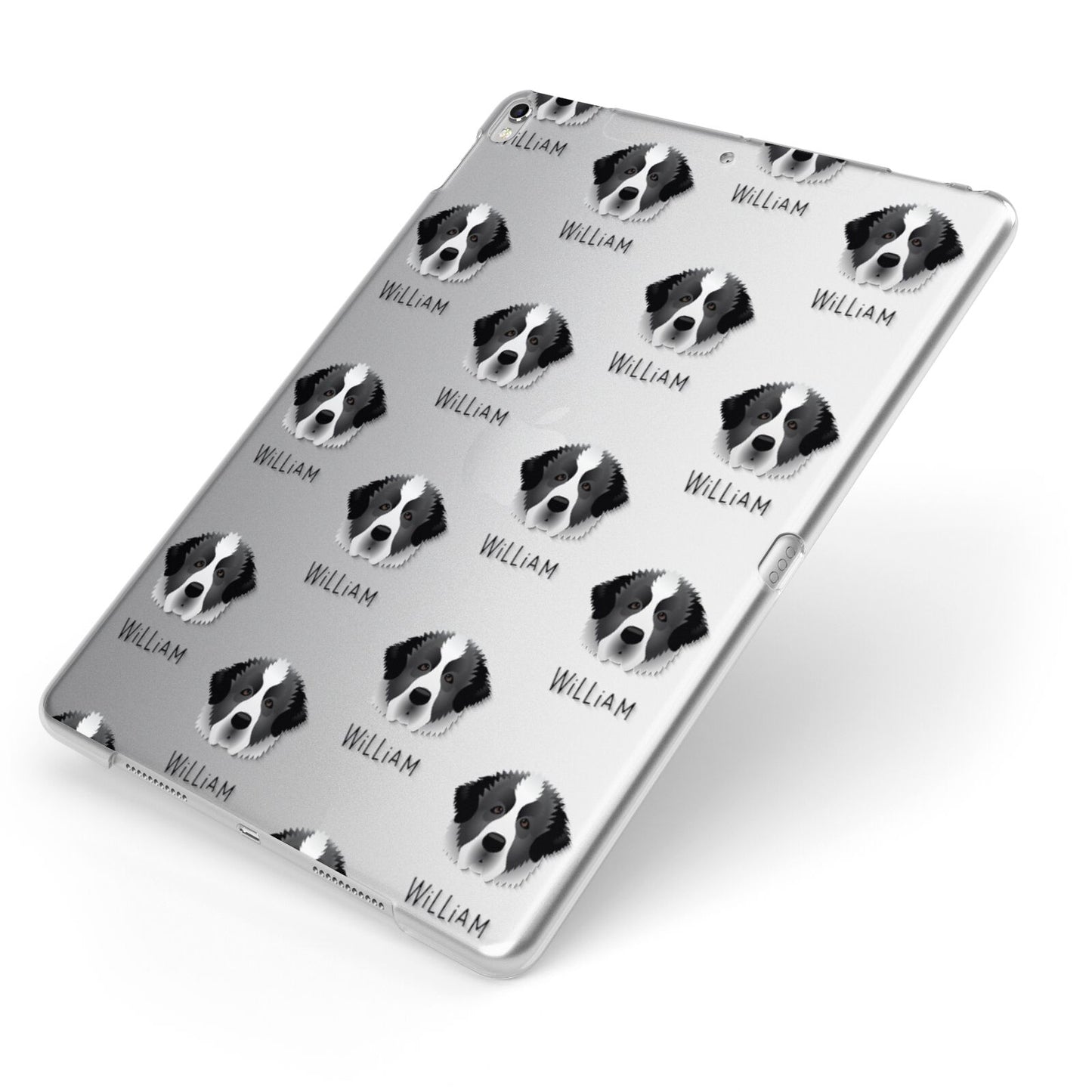 Pyrenean Mastiff Icon with Name Apple iPad Case on Silver iPad Side View