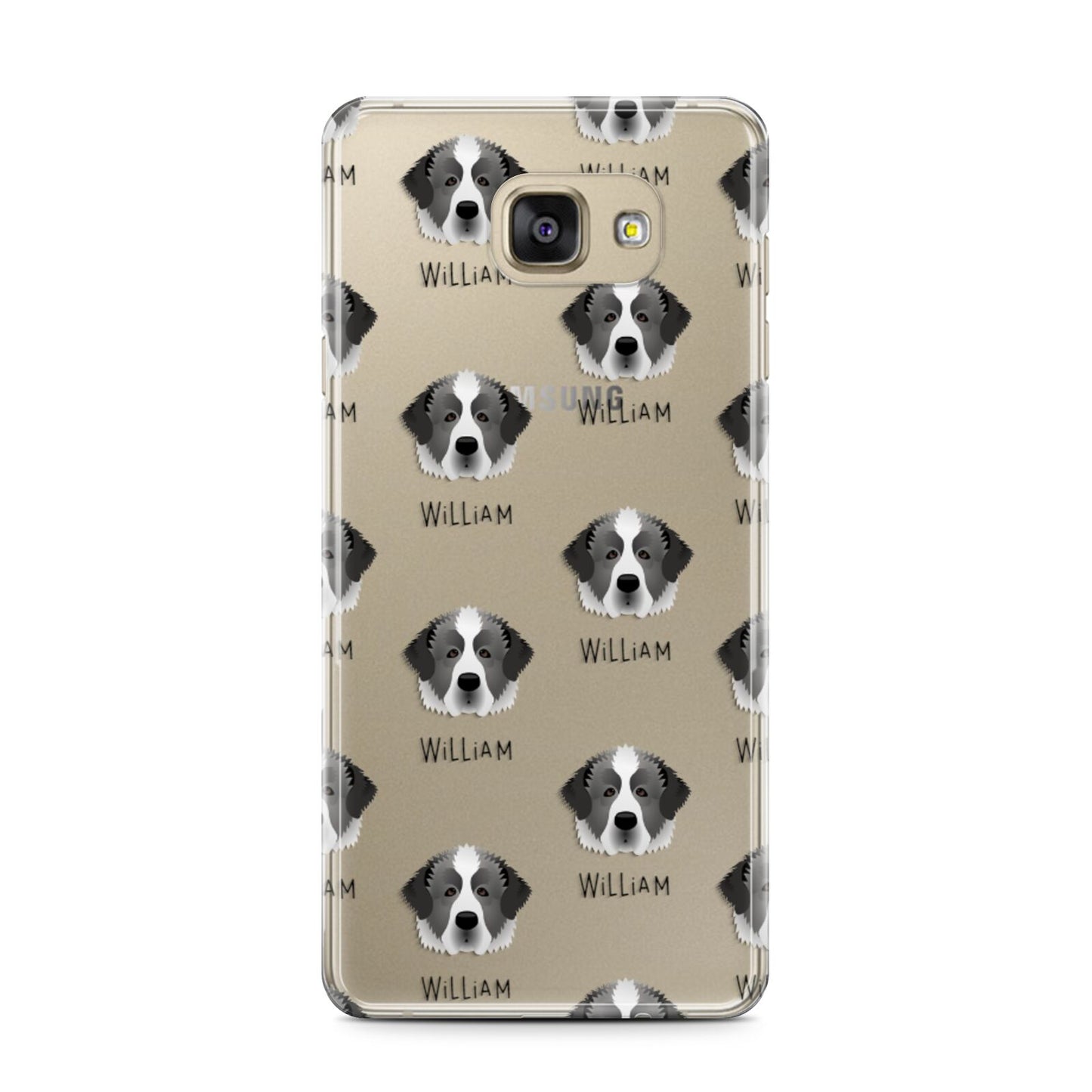 Pyrenean Mastiff Icon with Name Samsung Galaxy A7 2016 Case on gold phone