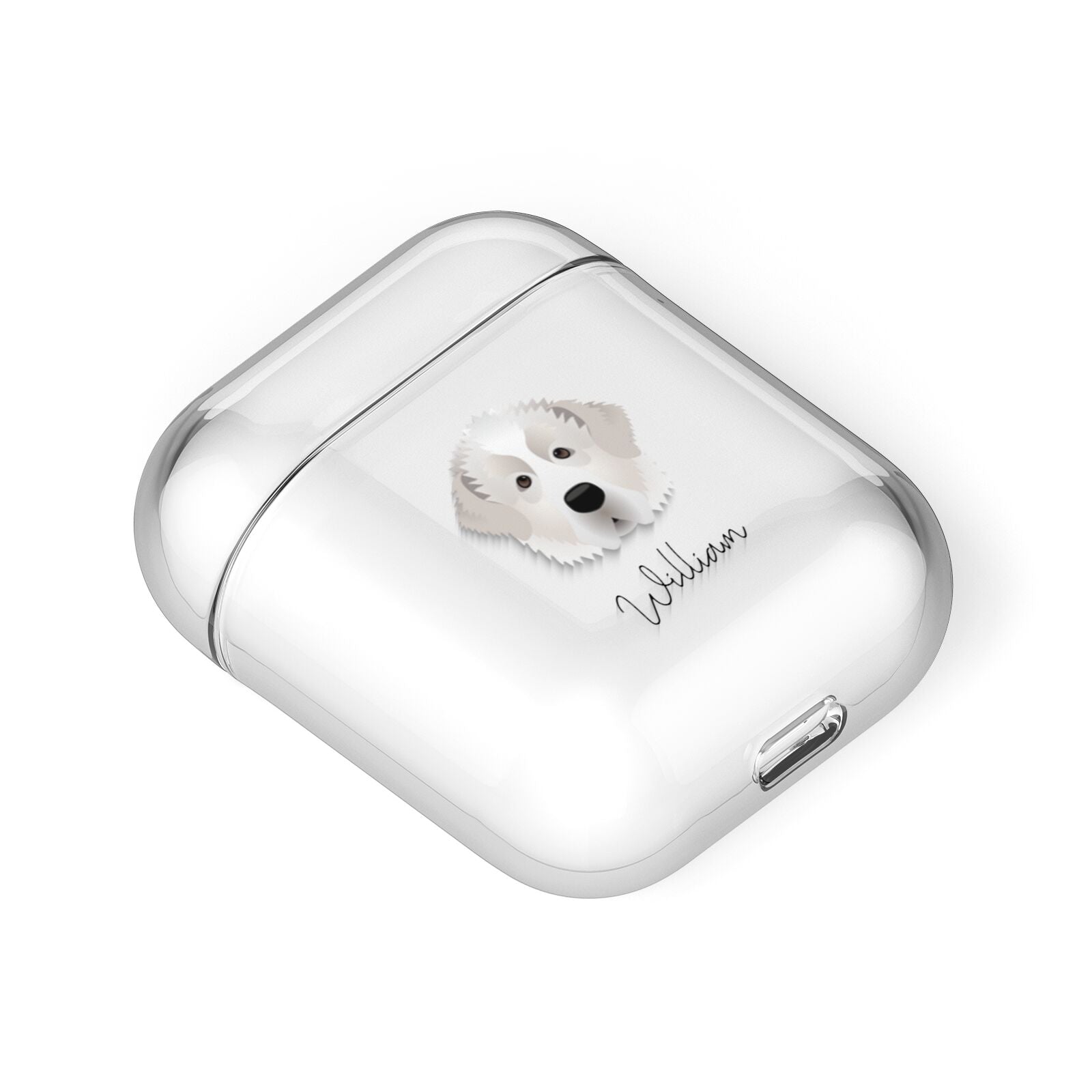 Pyrenean Mastiff Personalised AirPods Case Laid Flat