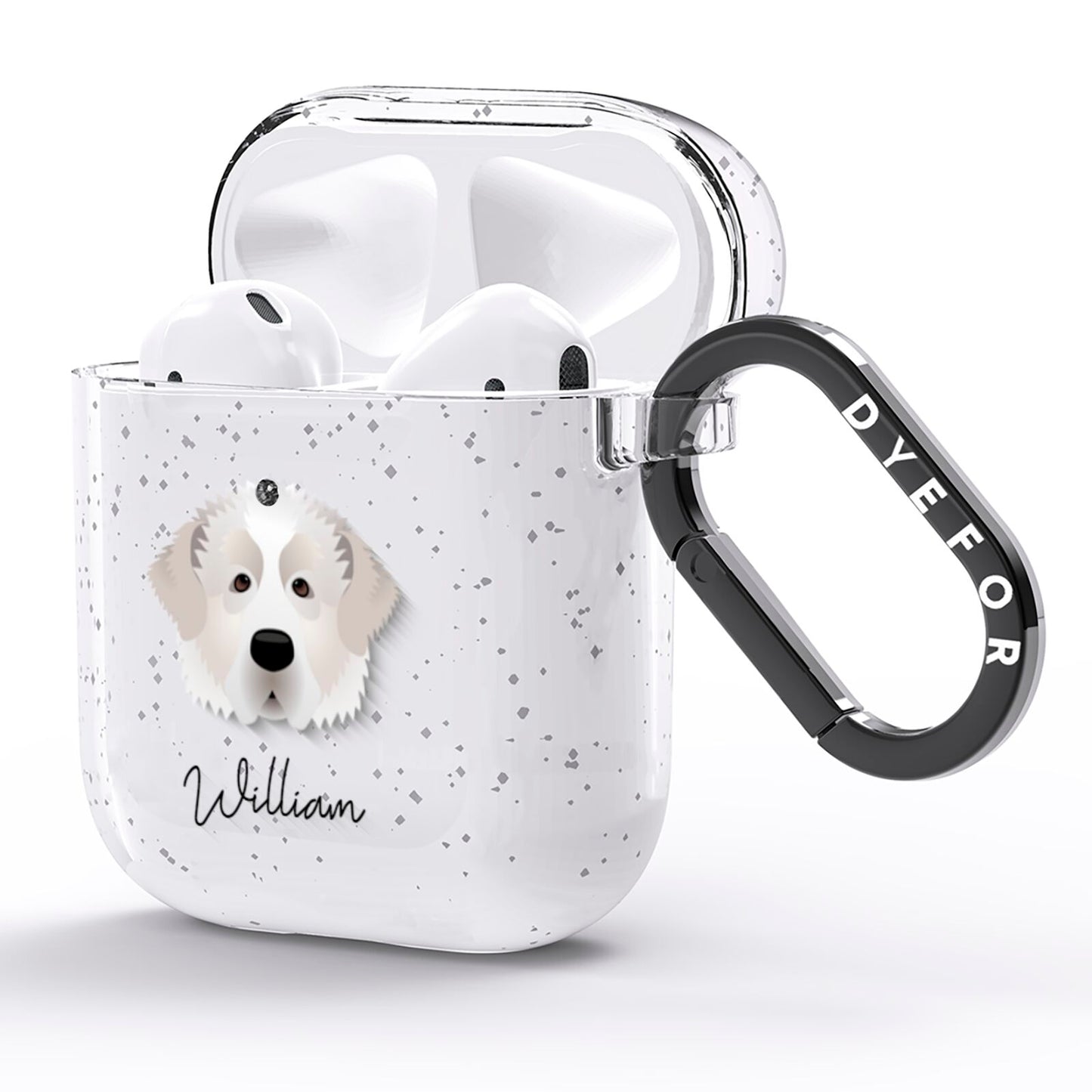Pyrenean Mastiff Personalised AirPods Glitter Case Side Image