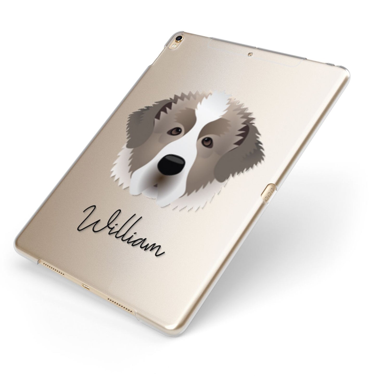 Pyrenean Mastiff Personalised Apple iPad Case on Gold iPad Side View