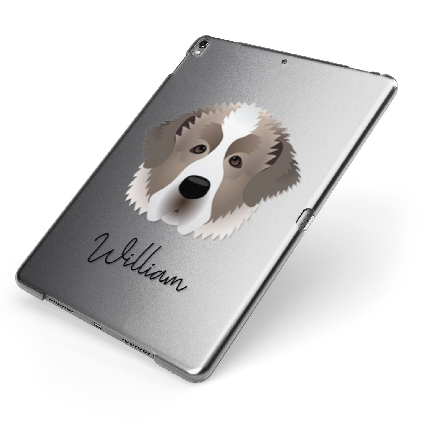 Pyrenean Mastiff Personalised Apple iPad Case on Grey iPad Side View