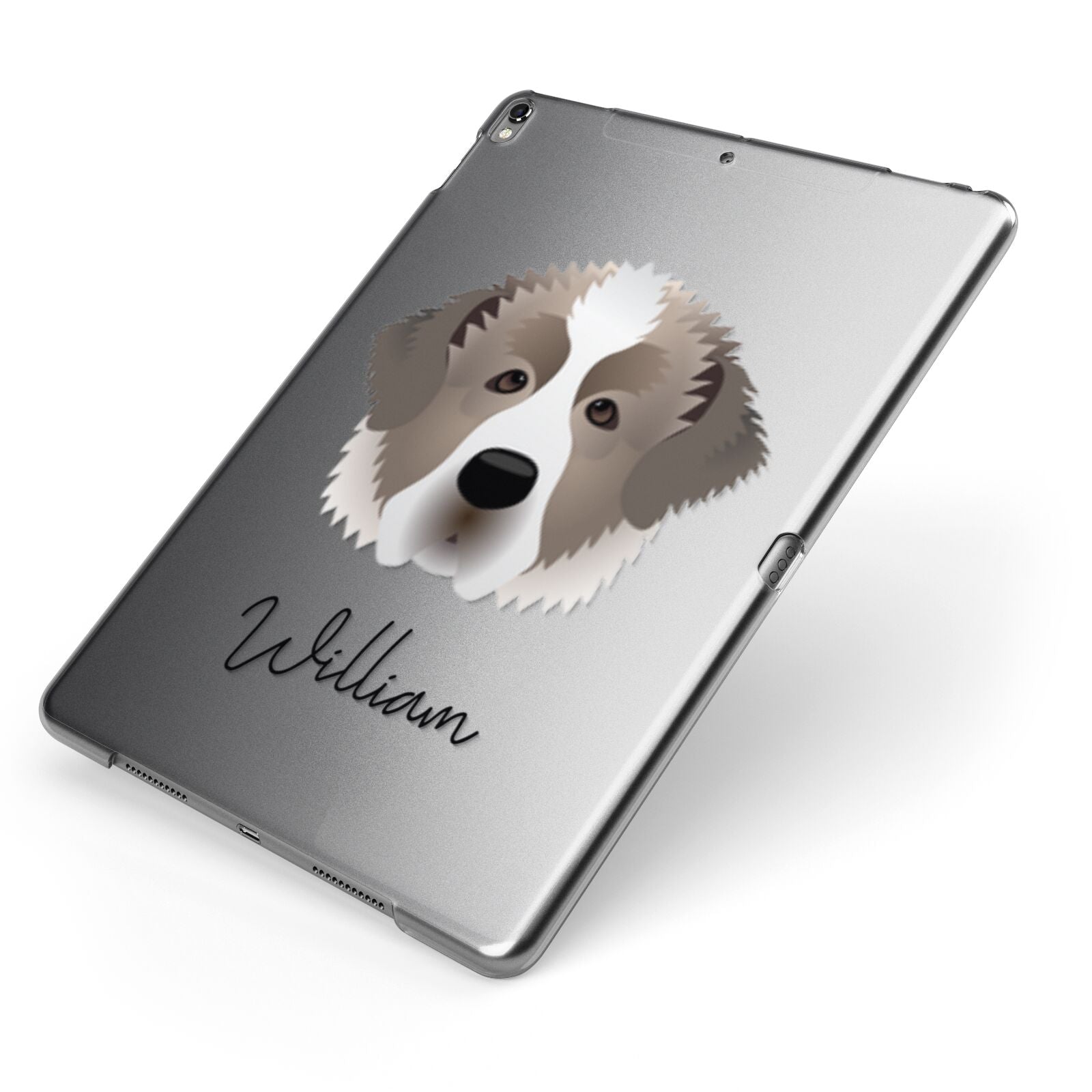 Pyrenean Mastiff Personalised Apple iPad Case on Grey iPad Side View