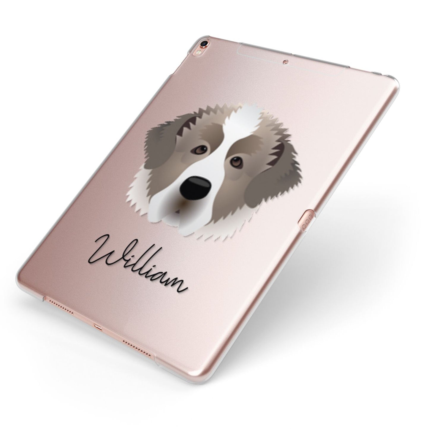 Pyrenean Mastiff Personalised Apple iPad Case on Rose Gold iPad Side View
