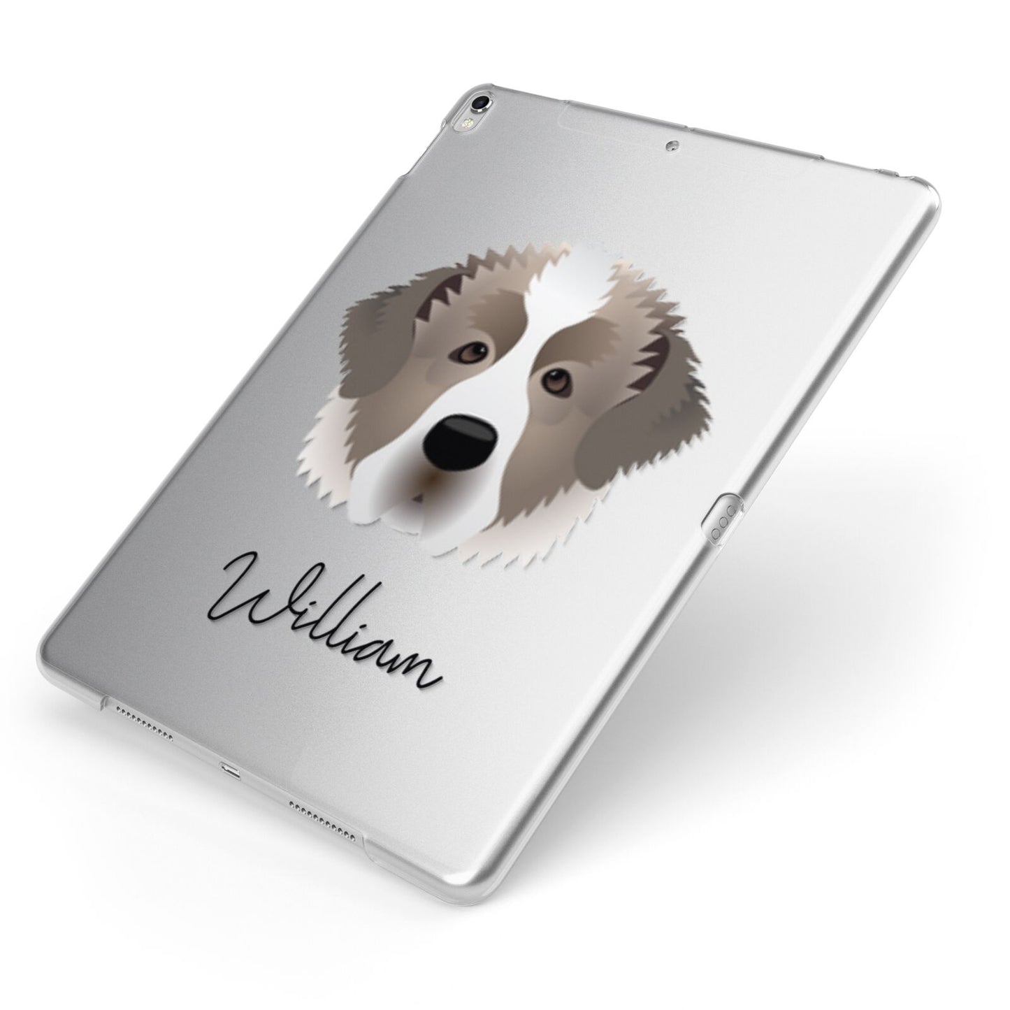 Pyrenean Mastiff Personalised Apple iPad Case on Silver iPad Side View