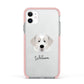 Pyrenean Mastiff Personalised Apple iPhone 11 in White with Pink Impact Case