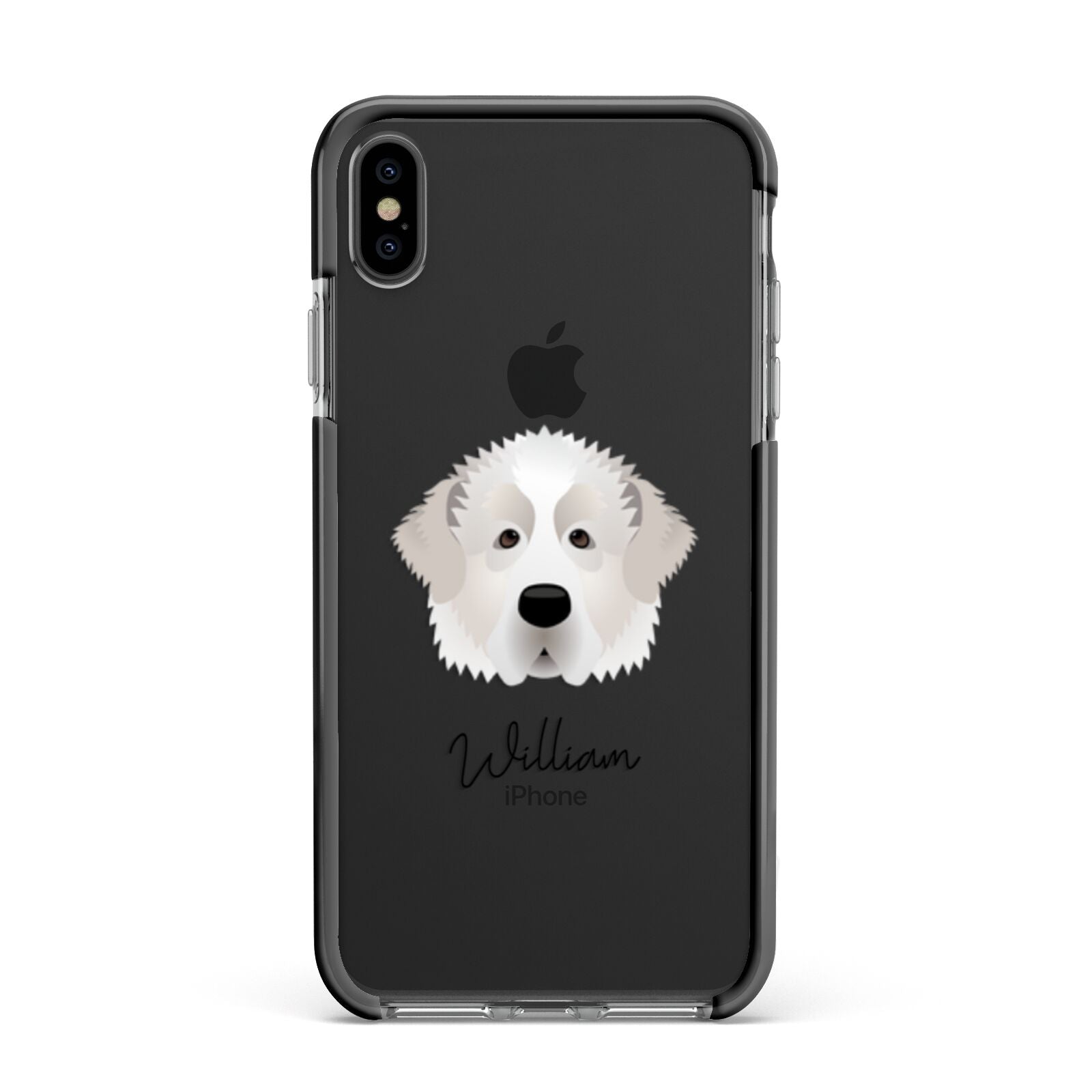 Pyrenean Mastiff Personalised Apple iPhone Xs Max Impact Case Black Edge on Black Phone