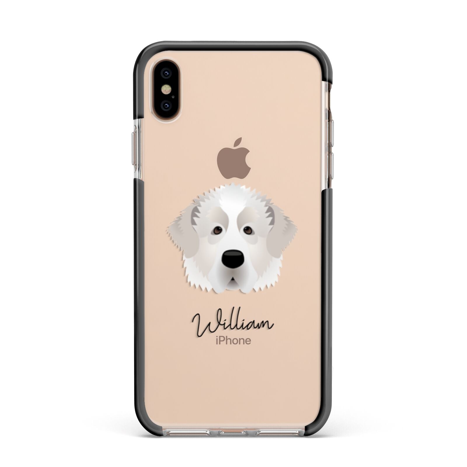 Pyrenean Mastiff Personalised Apple iPhone Xs Max Impact Case Black Edge on Gold Phone