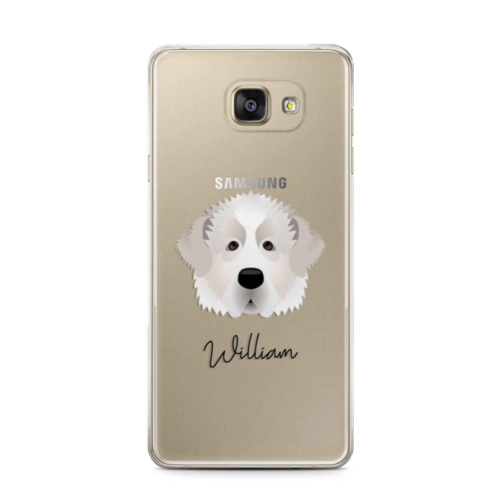 Pyrenean Mastiff Personalised Samsung Galaxy A7 2016 Case on gold phone