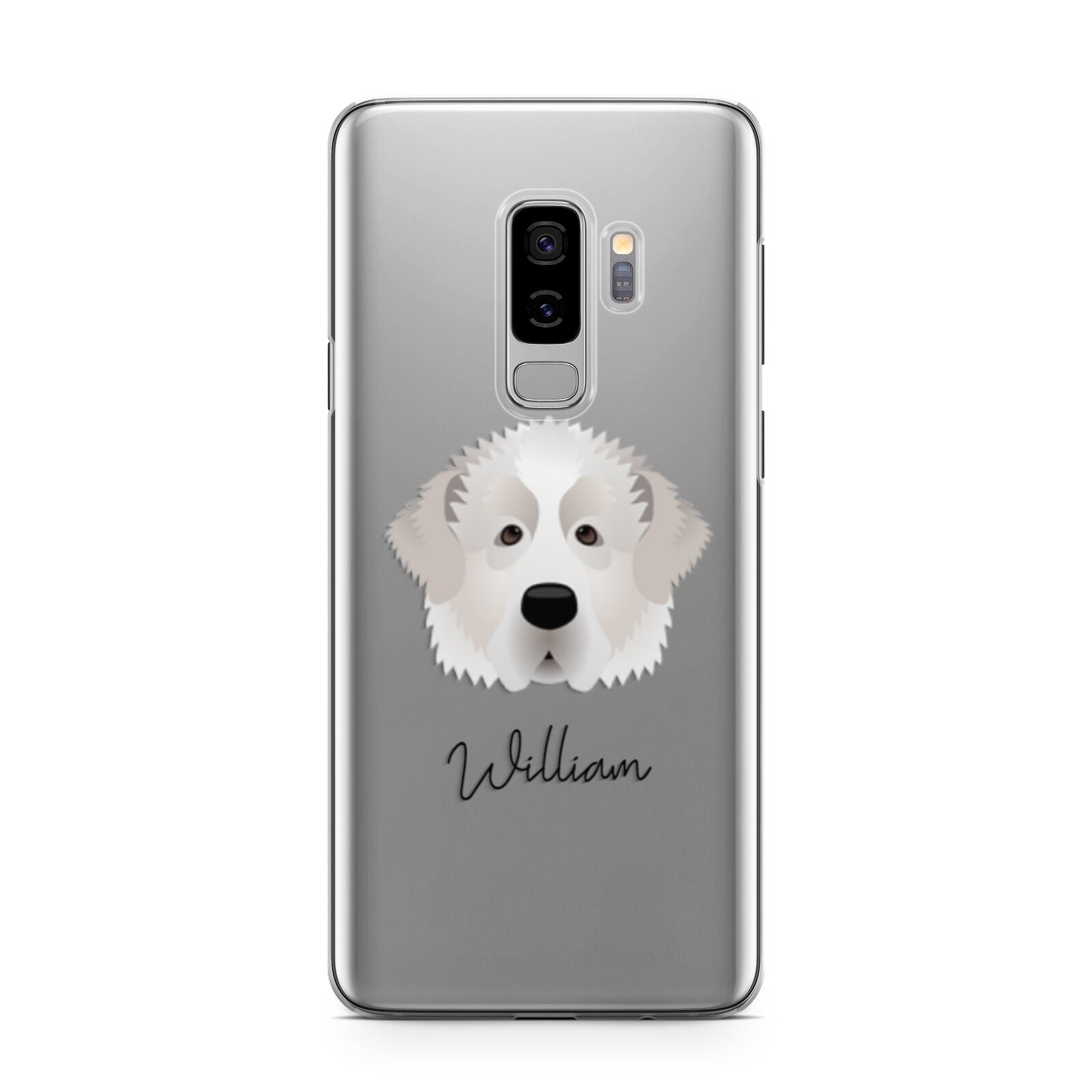 Pyrenean Mastiff Personalised Samsung Galaxy S9 Plus Case on Silver phone