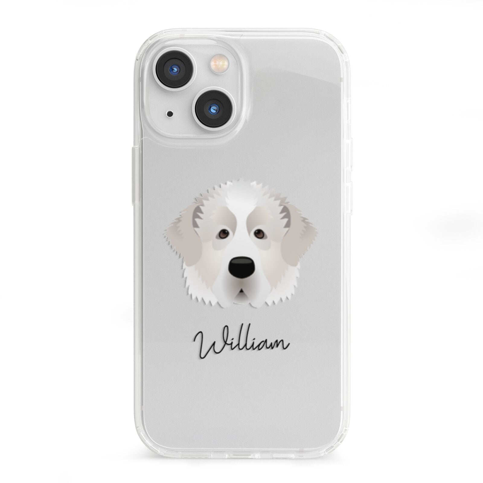 Pyrenean Mastiff Personalised iPhone 13 Mini Clear Bumper Case