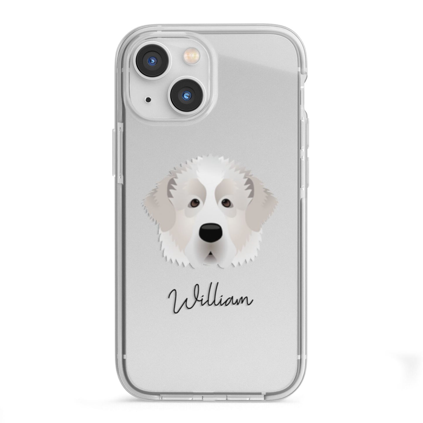 Pyrenean Mastiff Personalised iPhone 13 Mini TPU Impact Case with White Edges