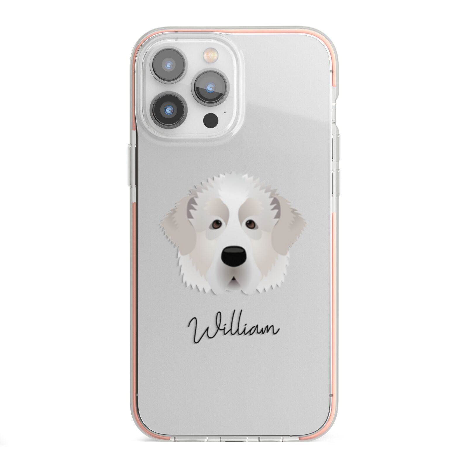 Pyrenean Mastiff Personalised iPhone 13 Pro Max TPU Impact Case with Pink Edges