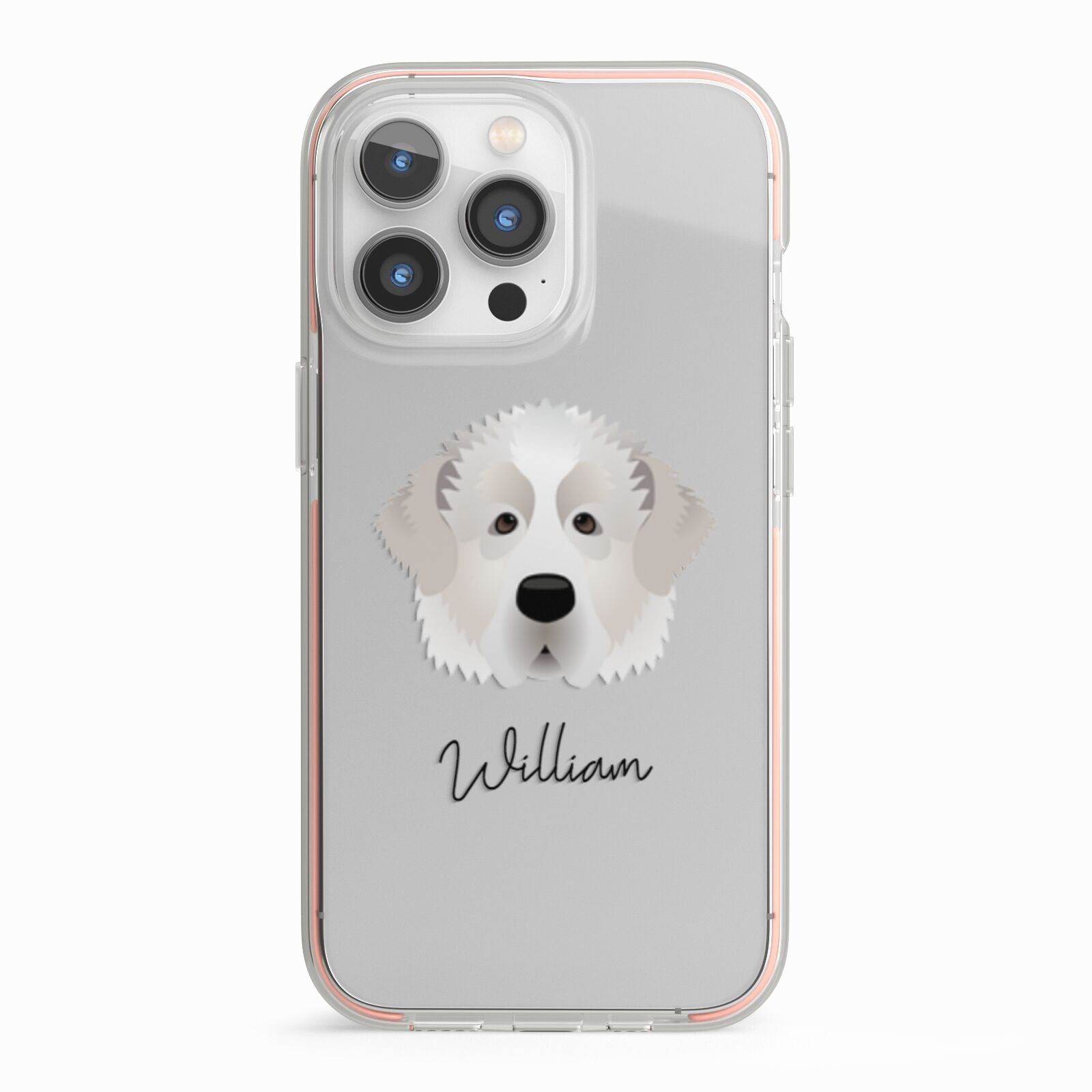 Pyrenean Mastiff Personalised iPhone 13 Pro TPU Impact Case with Pink Edges