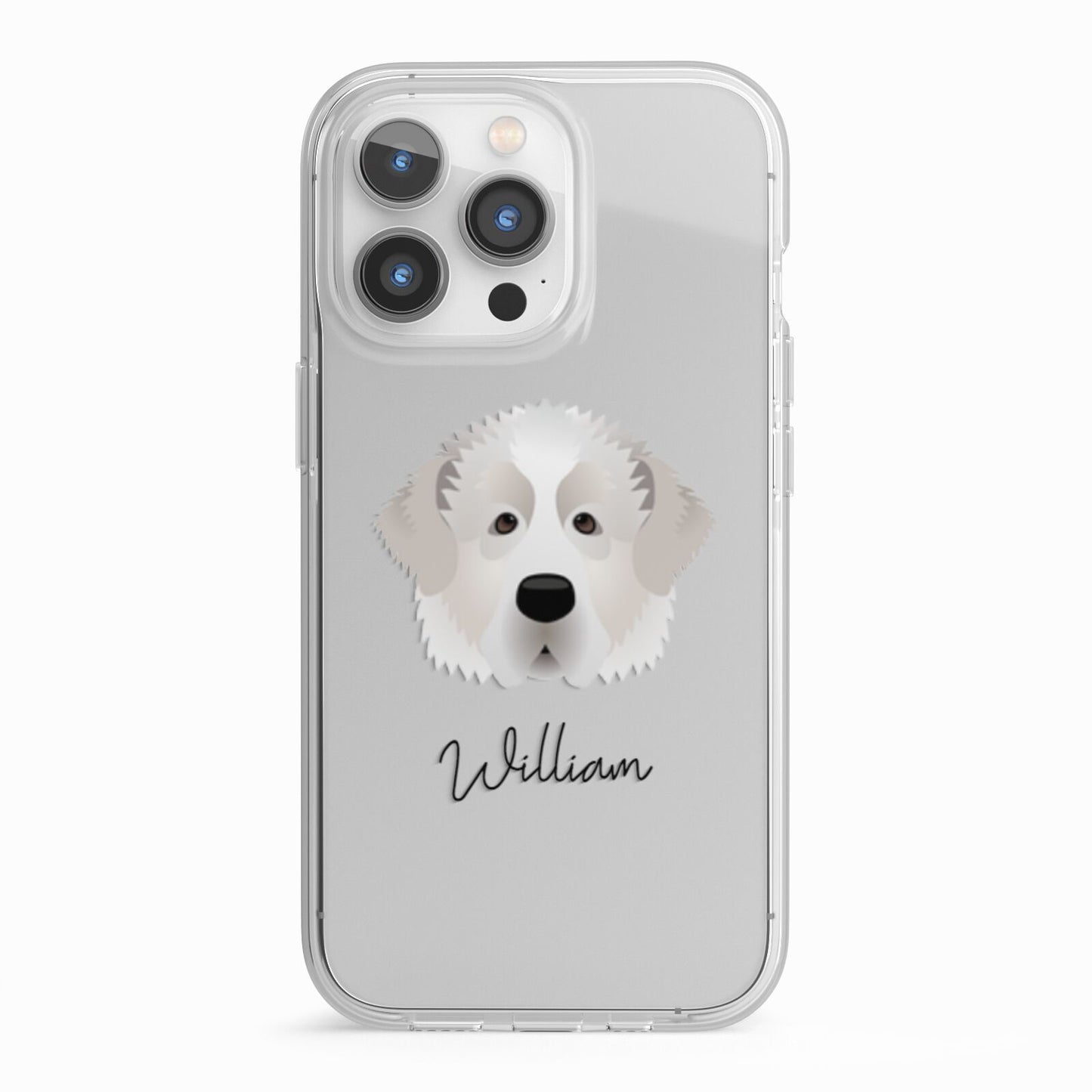 Pyrenean Mastiff Personalised iPhone 13 Pro TPU Impact Case with White Edges