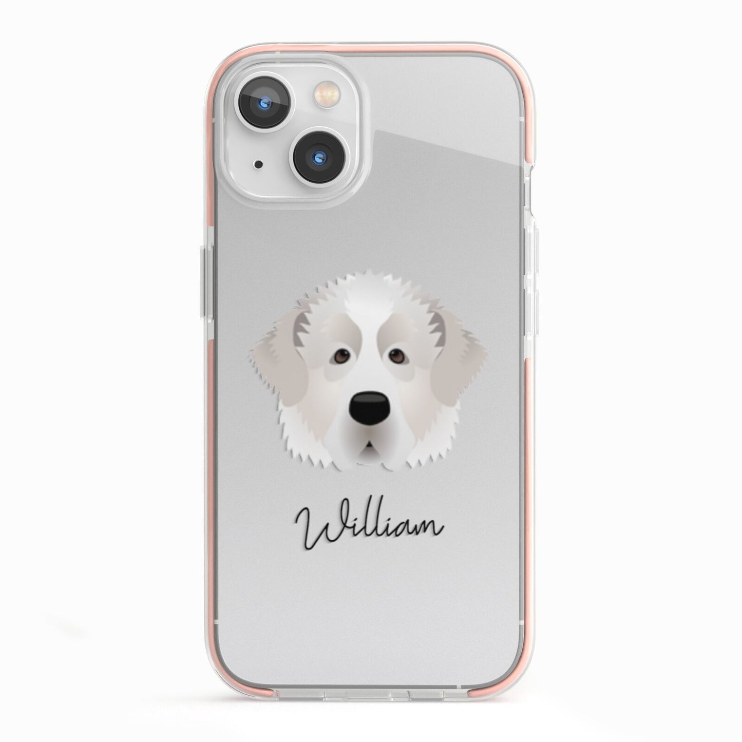 Pyrenean Mastiff Personalised iPhone 13 TPU Impact Case with Pink Edges