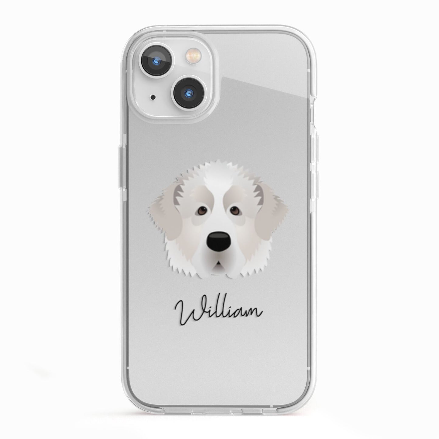 Pyrenean Mastiff Personalised iPhone 13 TPU Impact Case with White Edges