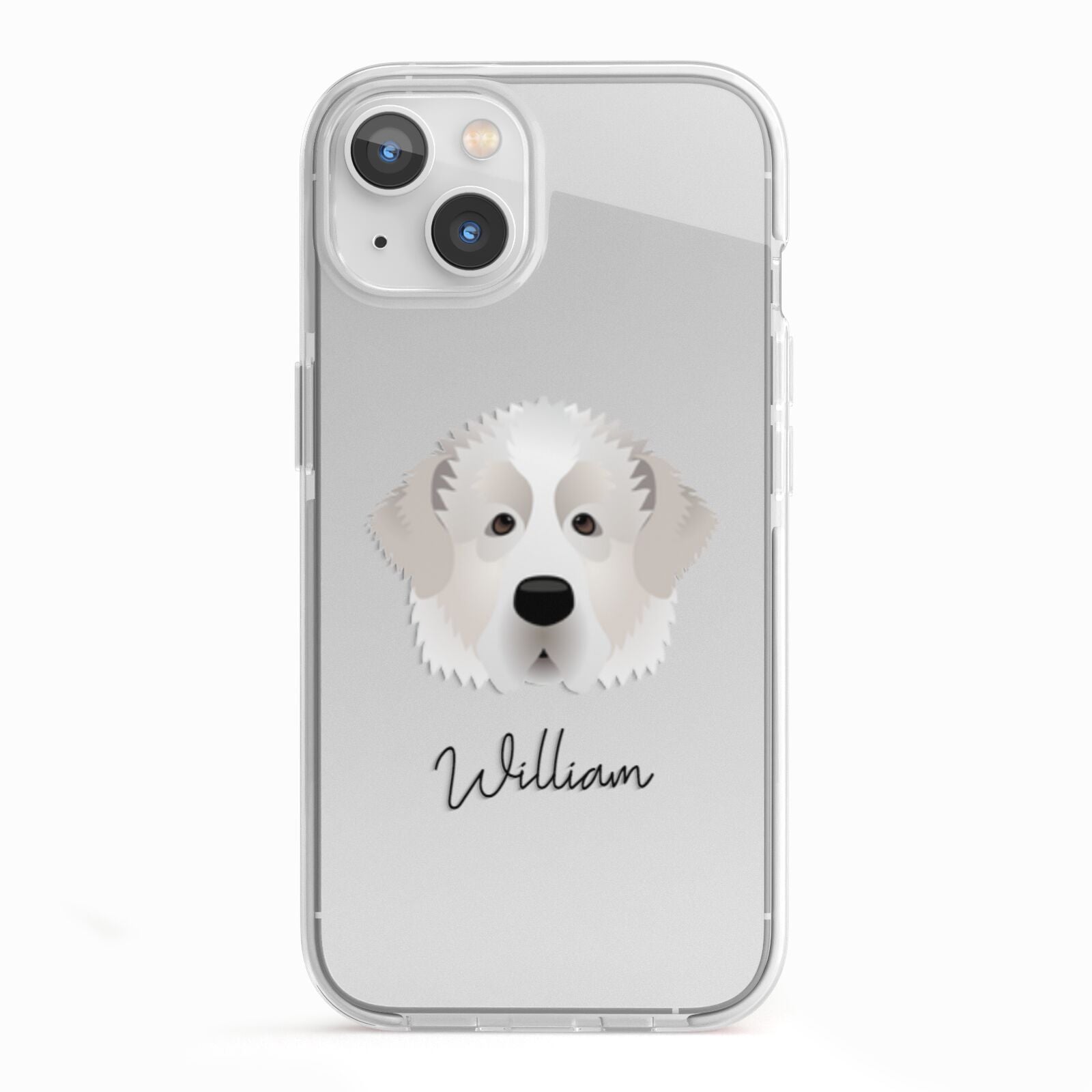Pyrenean Mastiff Personalised iPhone 13 TPU Impact Case with White Edges