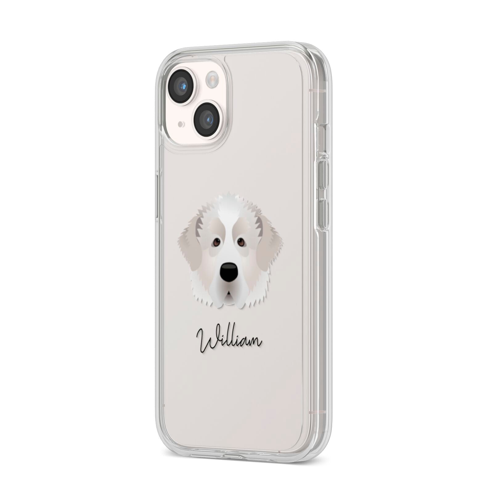 Pyrenean Mastiff Personalised iPhone 14 Clear Tough Case Starlight Angled Image