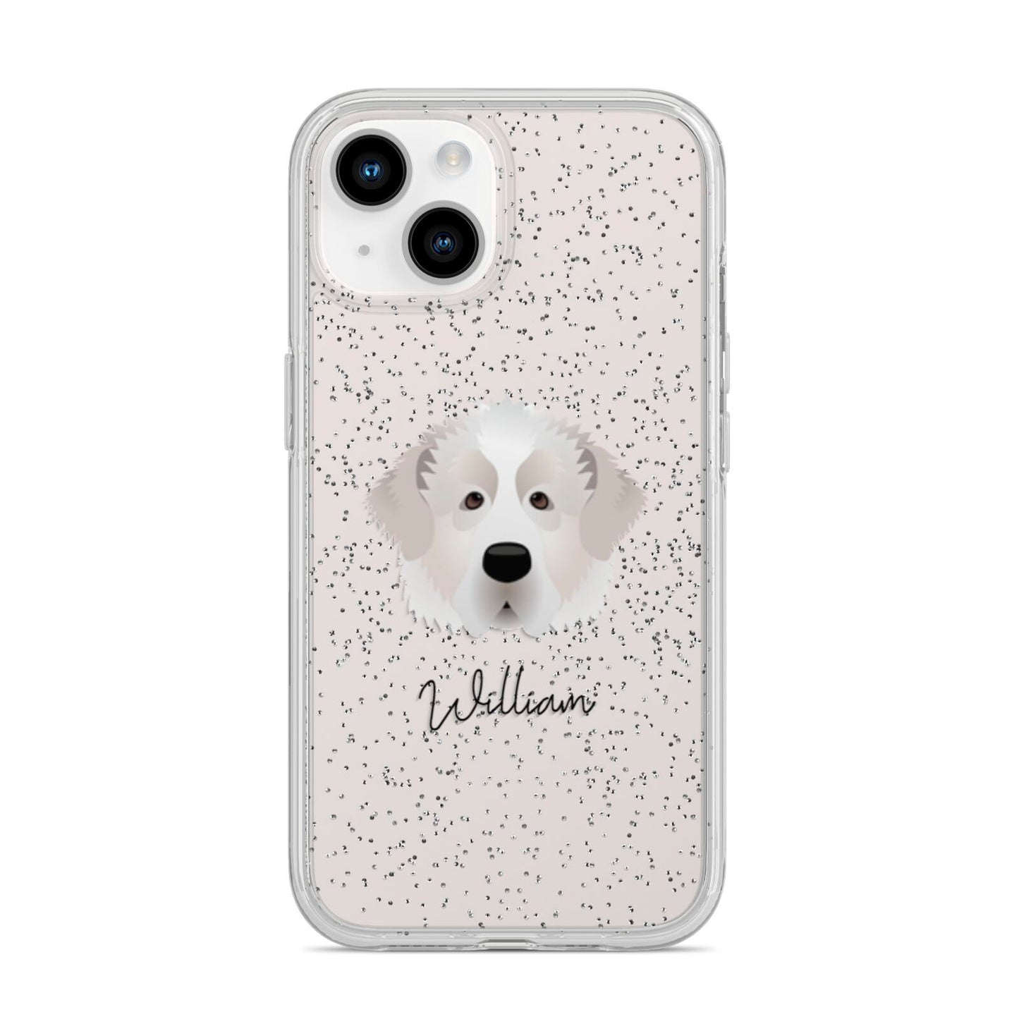 Pyrenean Mastiff Personalised iPhone 14 Glitter Tough Case Starlight