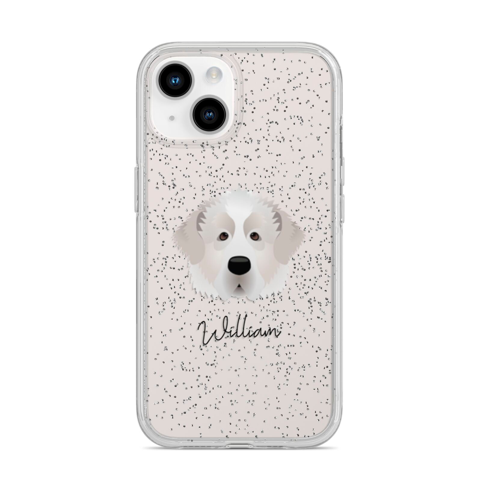 Pyrenean Mastiff Personalised iPhone 14 Glitter Tough Case Starlight