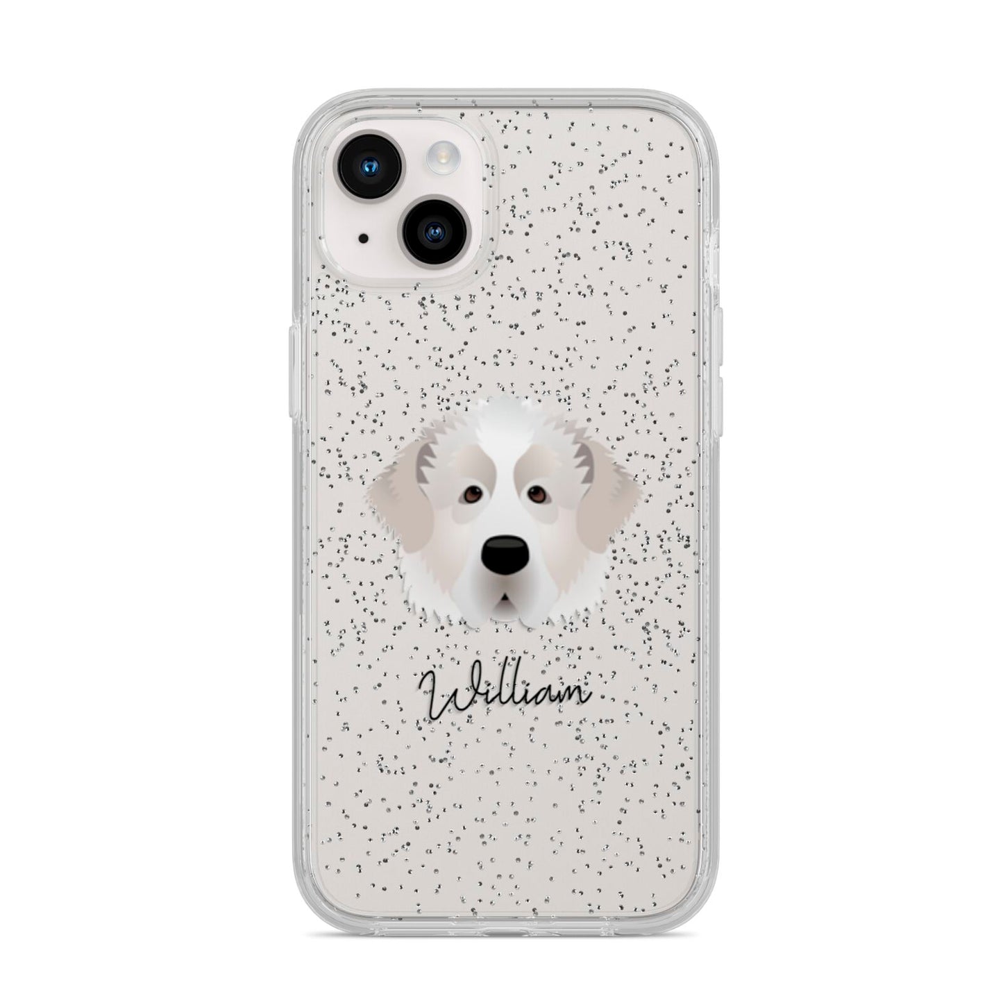 Pyrenean Mastiff Personalised iPhone 14 Plus Glitter Tough Case Starlight