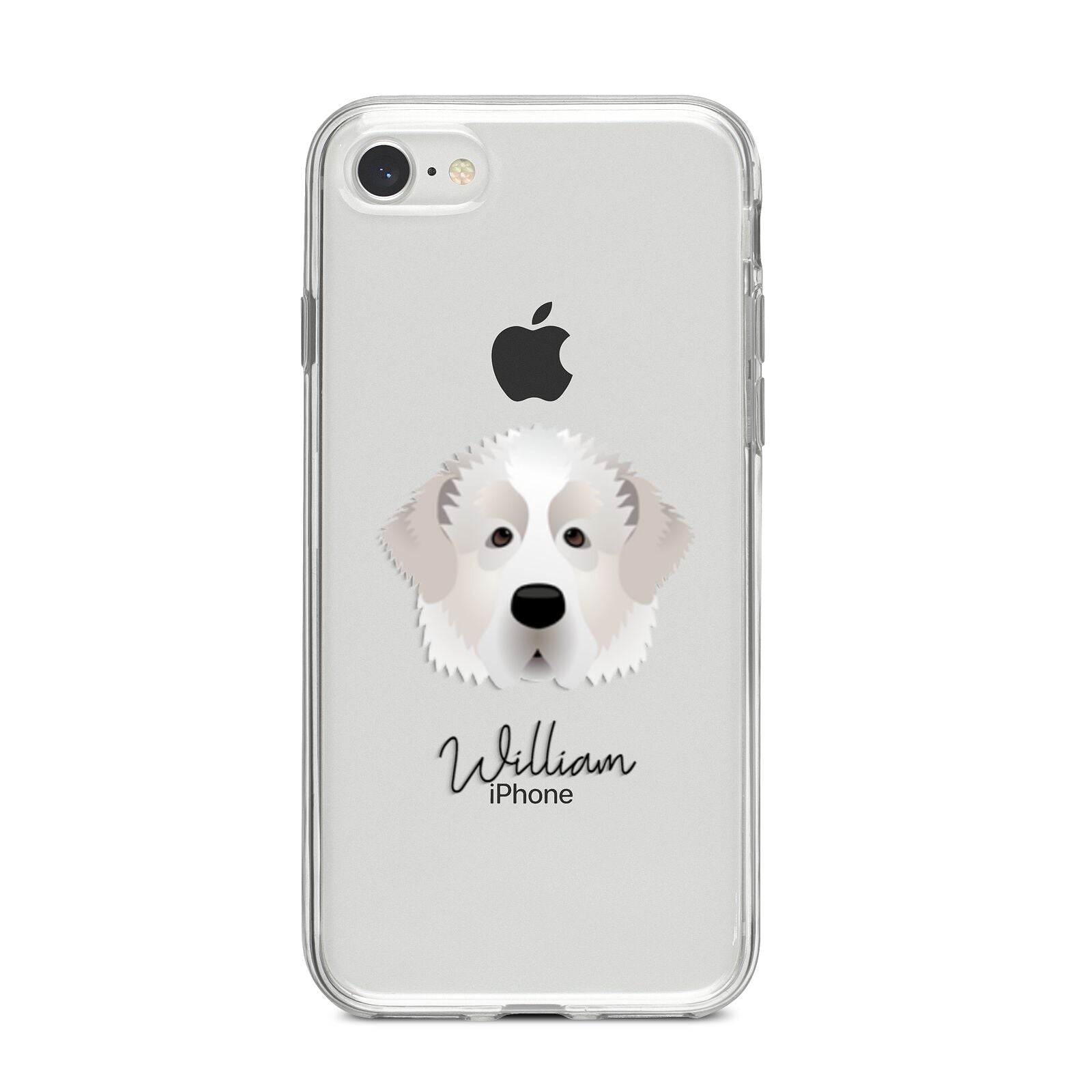 Pyrenean Mastiff Personalised iPhone 8 Bumper Case on Silver iPhone