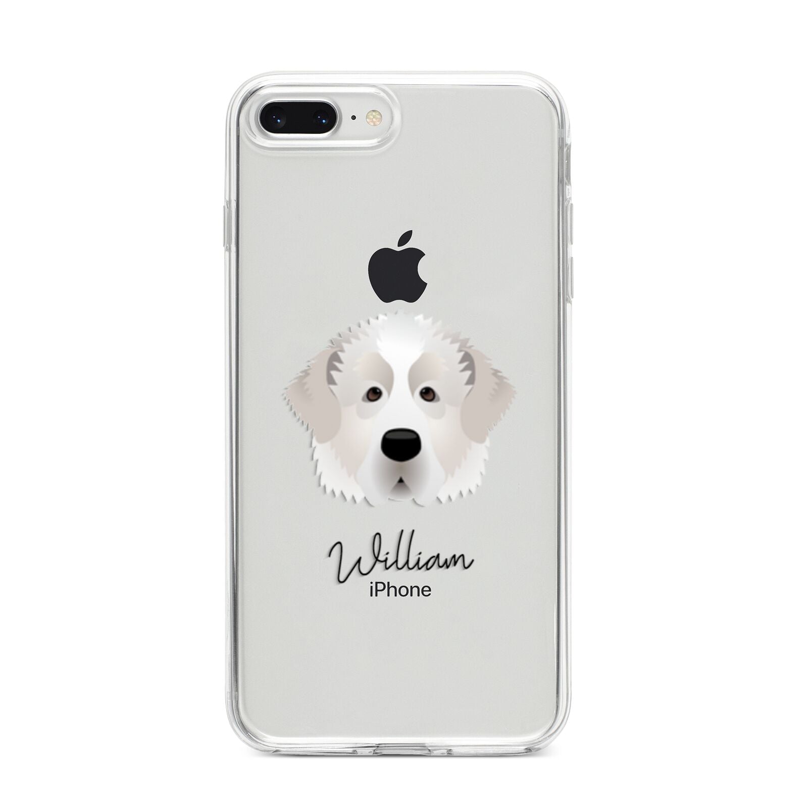 Pyrenean Mastiff Personalised iPhone 8 Plus Bumper Case on Silver iPhone