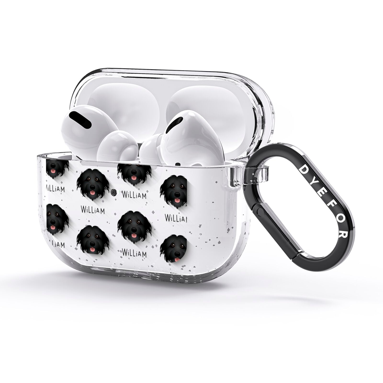 Pyrenean Shepherd Icon with Name AirPods Glitter Case 3rd Gen Side Image