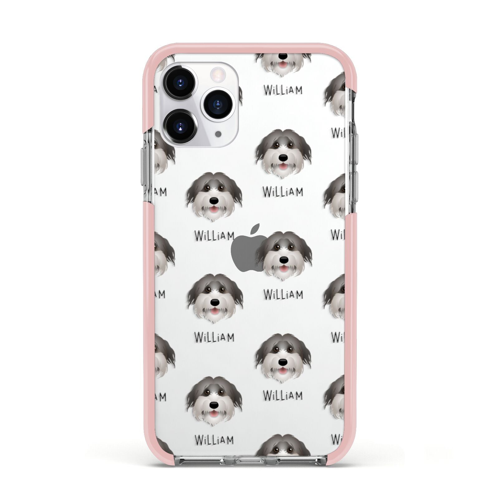 Pyrenean Shepherd Icon with Name Apple iPhone 11 Pro in Silver with Pink Impact Case