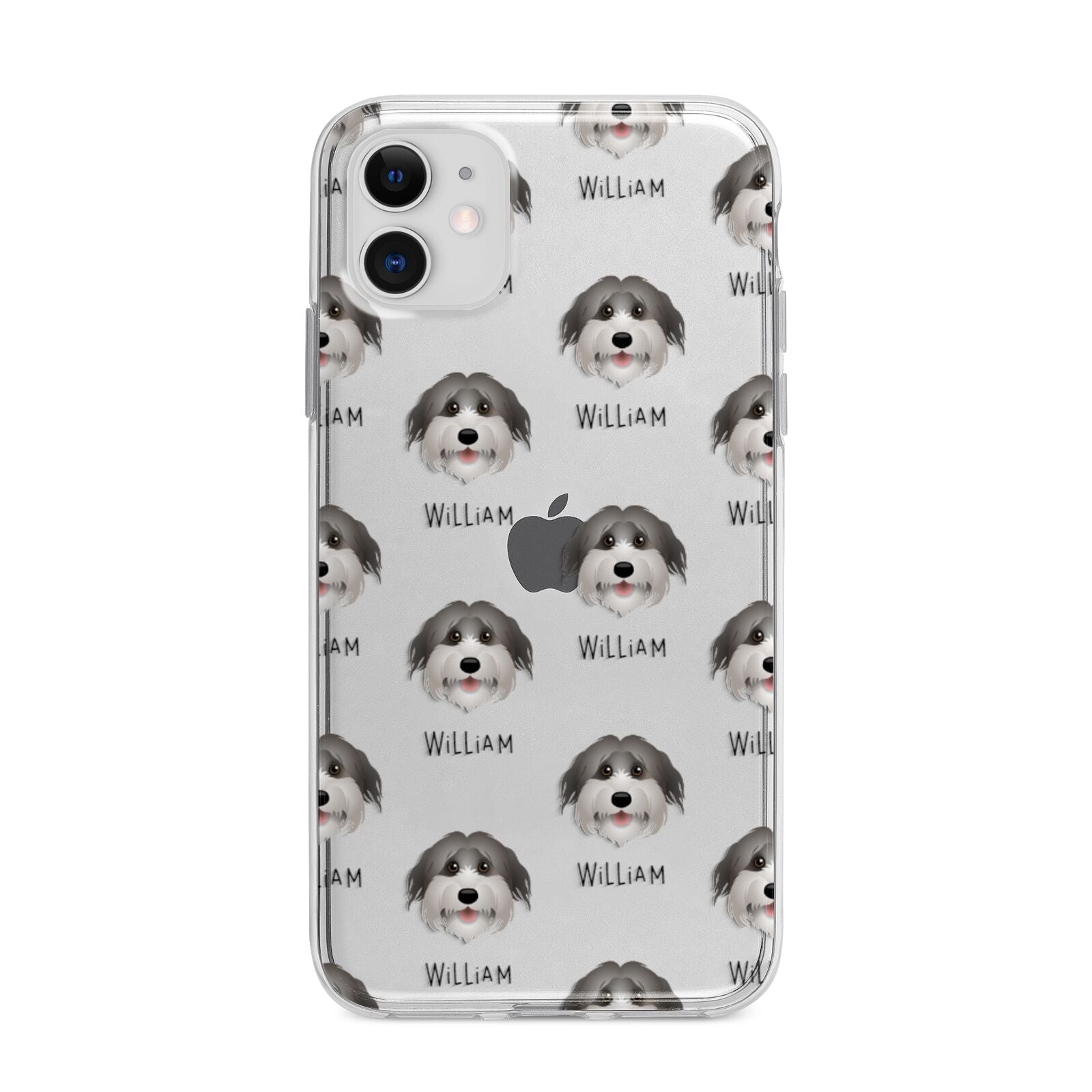 Pyrenean Shepherd Icon with Name Apple iPhone 11 in White with Bumper Case