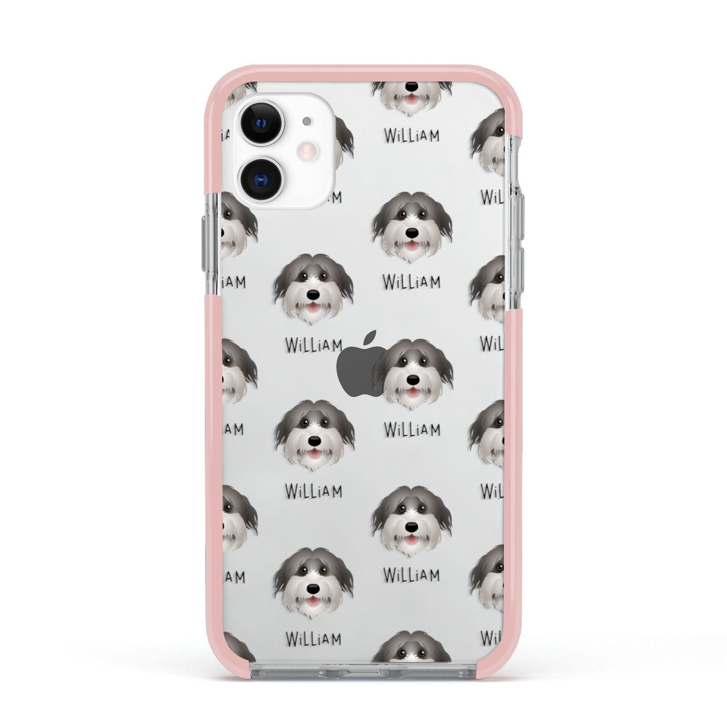 Pyrenean Shepherd Icon with Name Apple iPhone 11 in White with Pink Impact Case