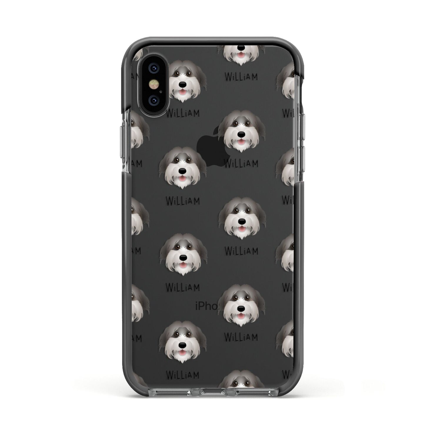 Pyrenean Shepherd Icon with Name Apple iPhone Xs Impact Case Black Edge on Black Phone