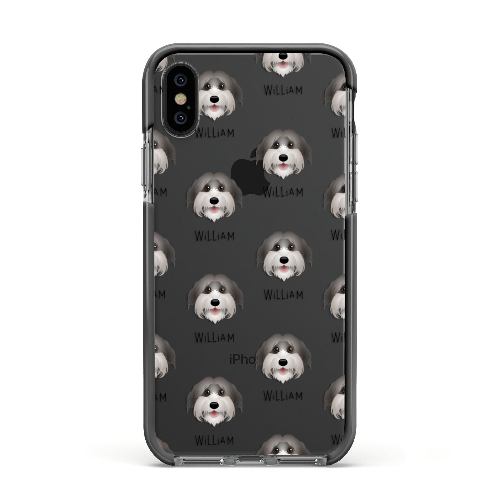 Pyrenean Shepherd Icon with Name Apple iPhone Xs Impact Case Black Edge on Black Phone