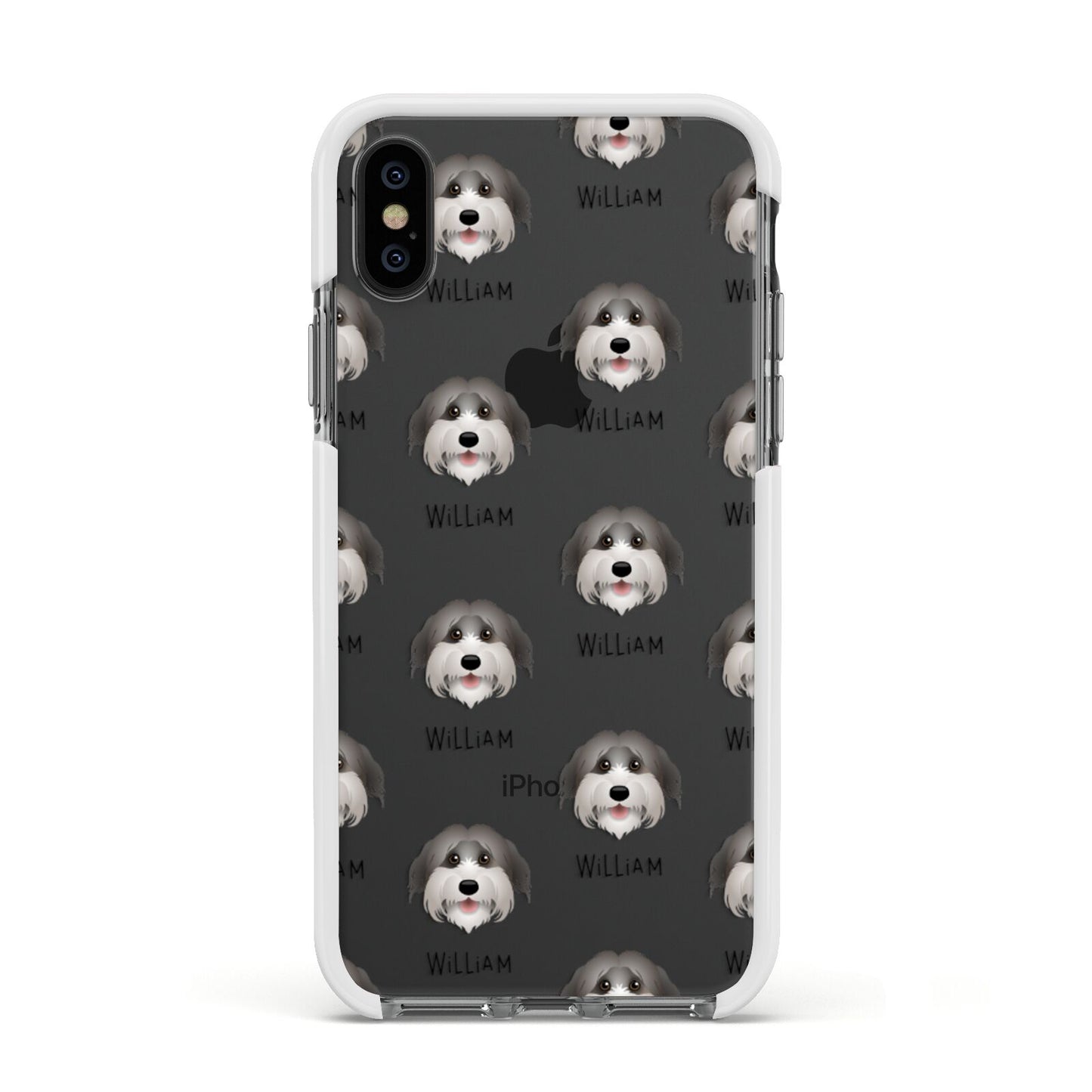 Pyrenean Shepherd Icon with Name Apple iPhone Xs Impact Case White Edge on Black Phone