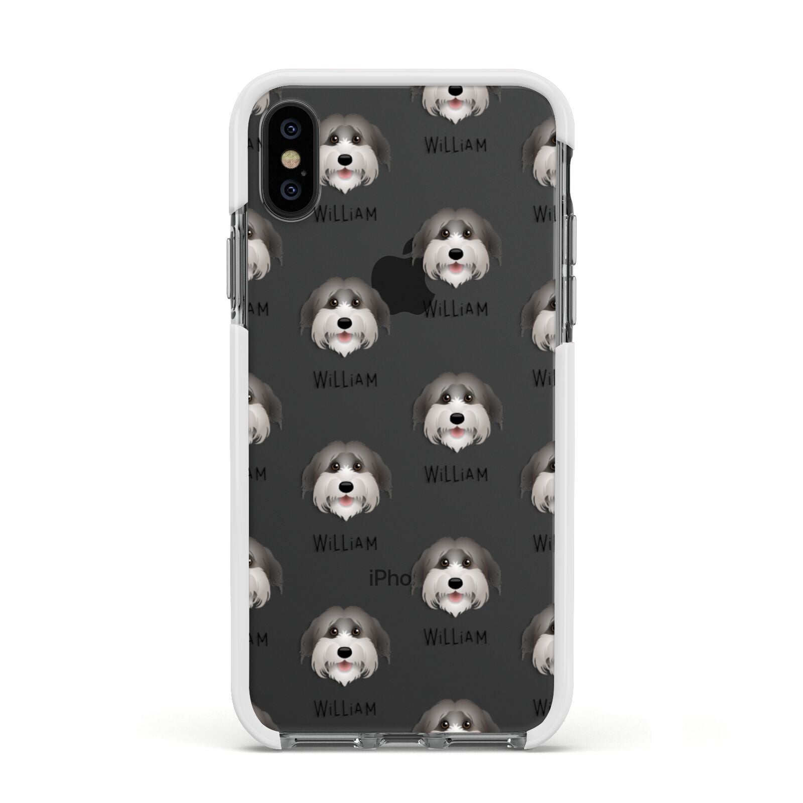 Pyrenean Shepherd Icon with Name Apple iPhone Xs Impact Case White Edge on Black Phone