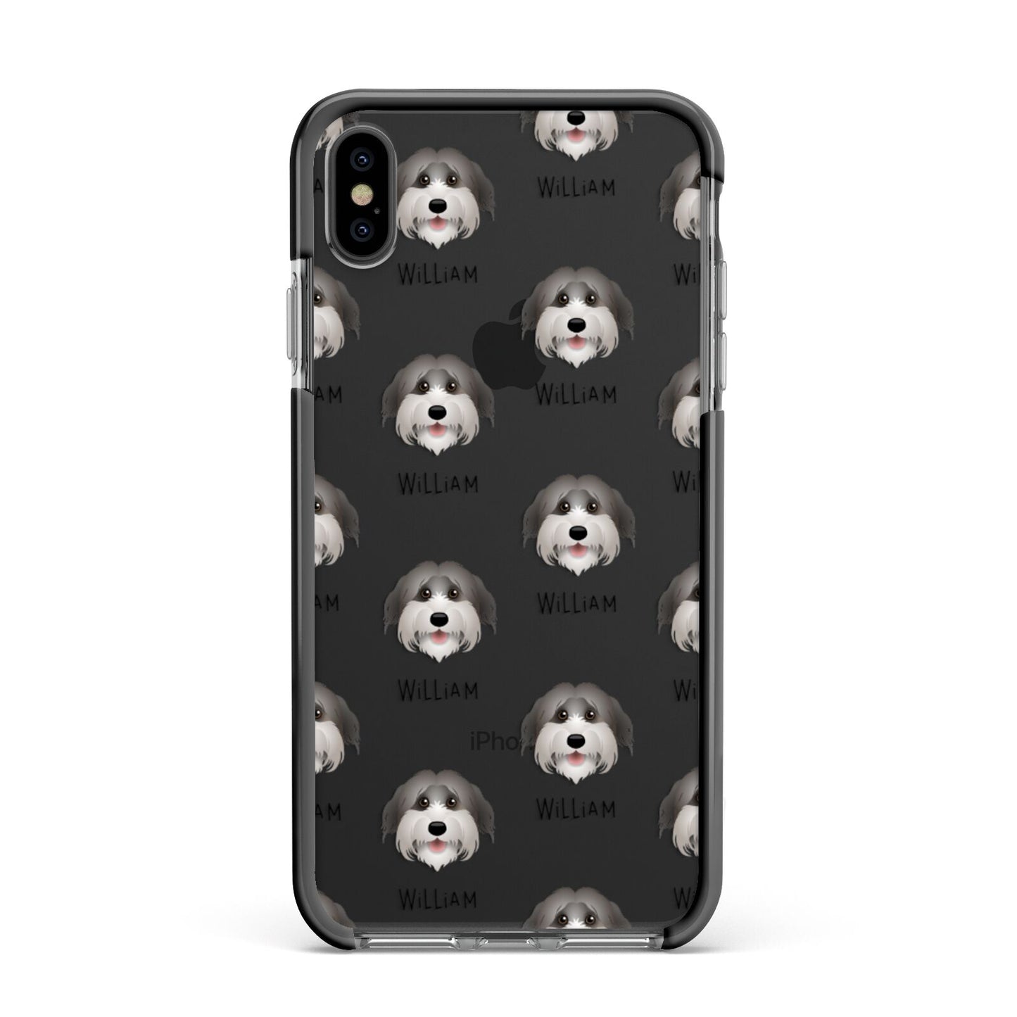 Pyrenean Shepherd Icon with Name Apple iPhone Xs Max Impact Case Black Edge on Black Phone
