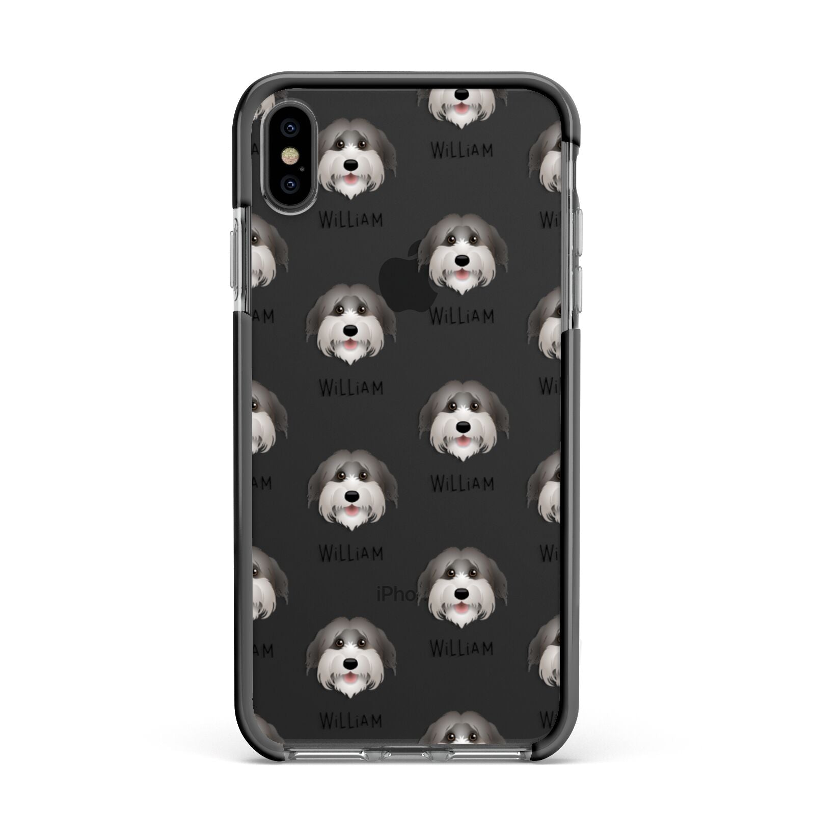 Pyrenean Shepherd Icon with Name Apple iPhone Xs Max Impact Case Black Edge on Black Phone