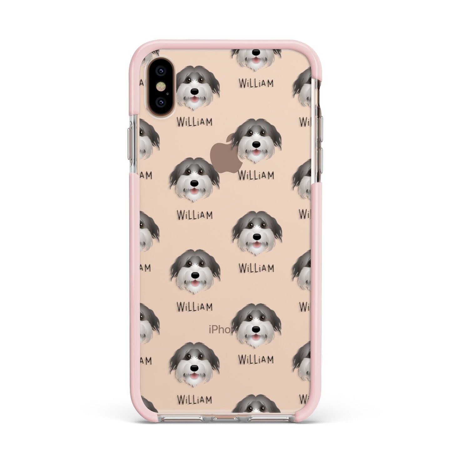 Pyrenean Shepherd Icon with Name Apple iPhone Xs Max Impact Case Pink Edge on Gold Phone