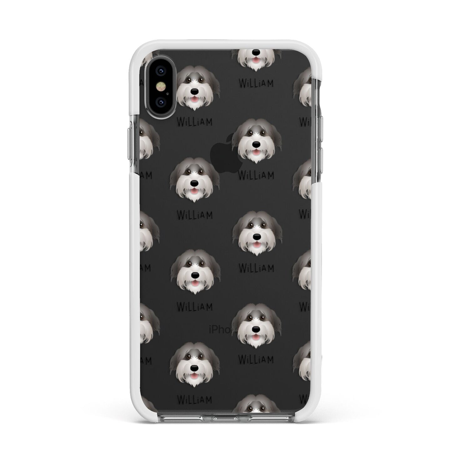 Pyrenean Shepherd Icon with Name Apple iPhone Xs Max Impact Case White Edge on Black Phone