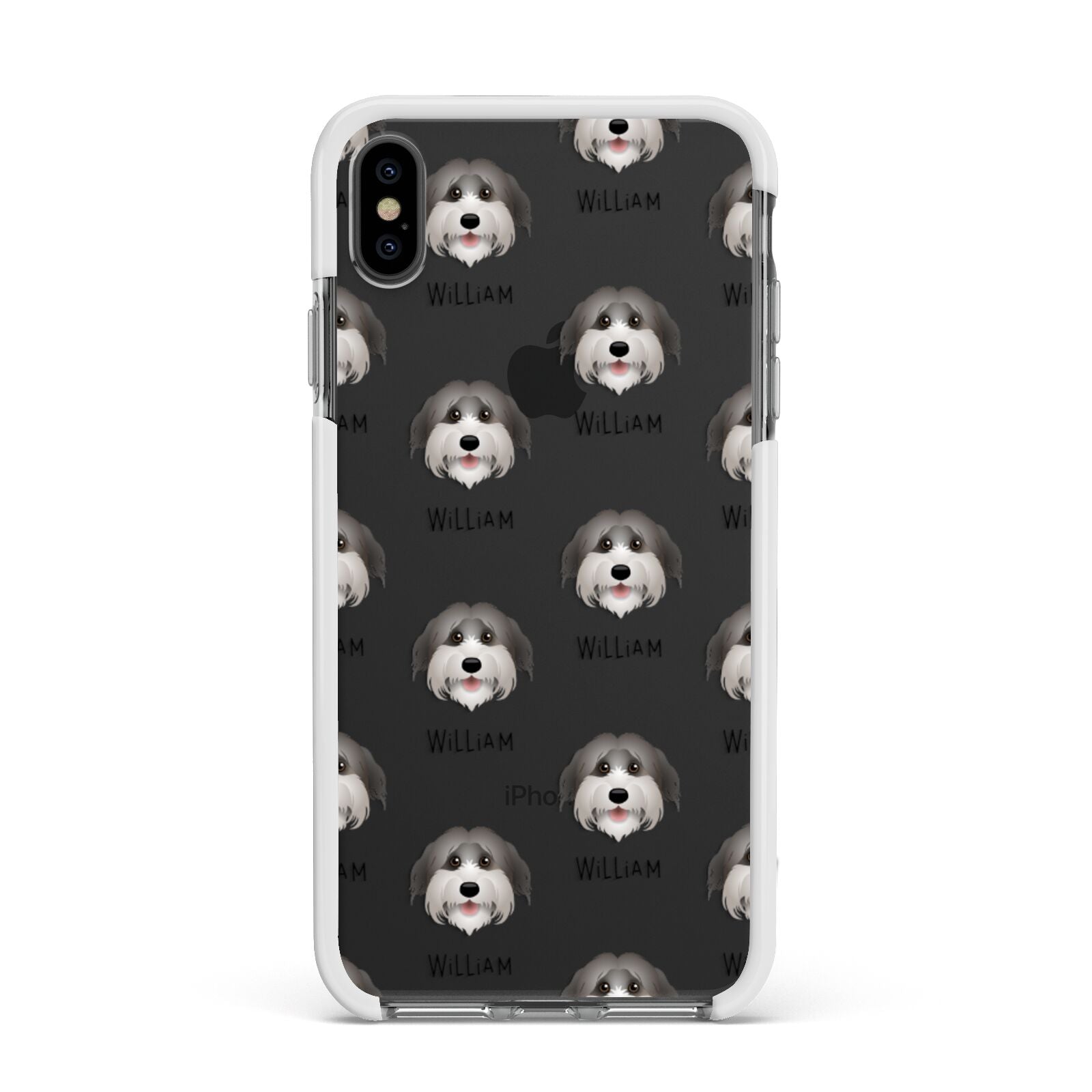 Pyrenean Shepherd Icon with Name Apple iPhone Xs Max Impact Case White Edge on Black Phone