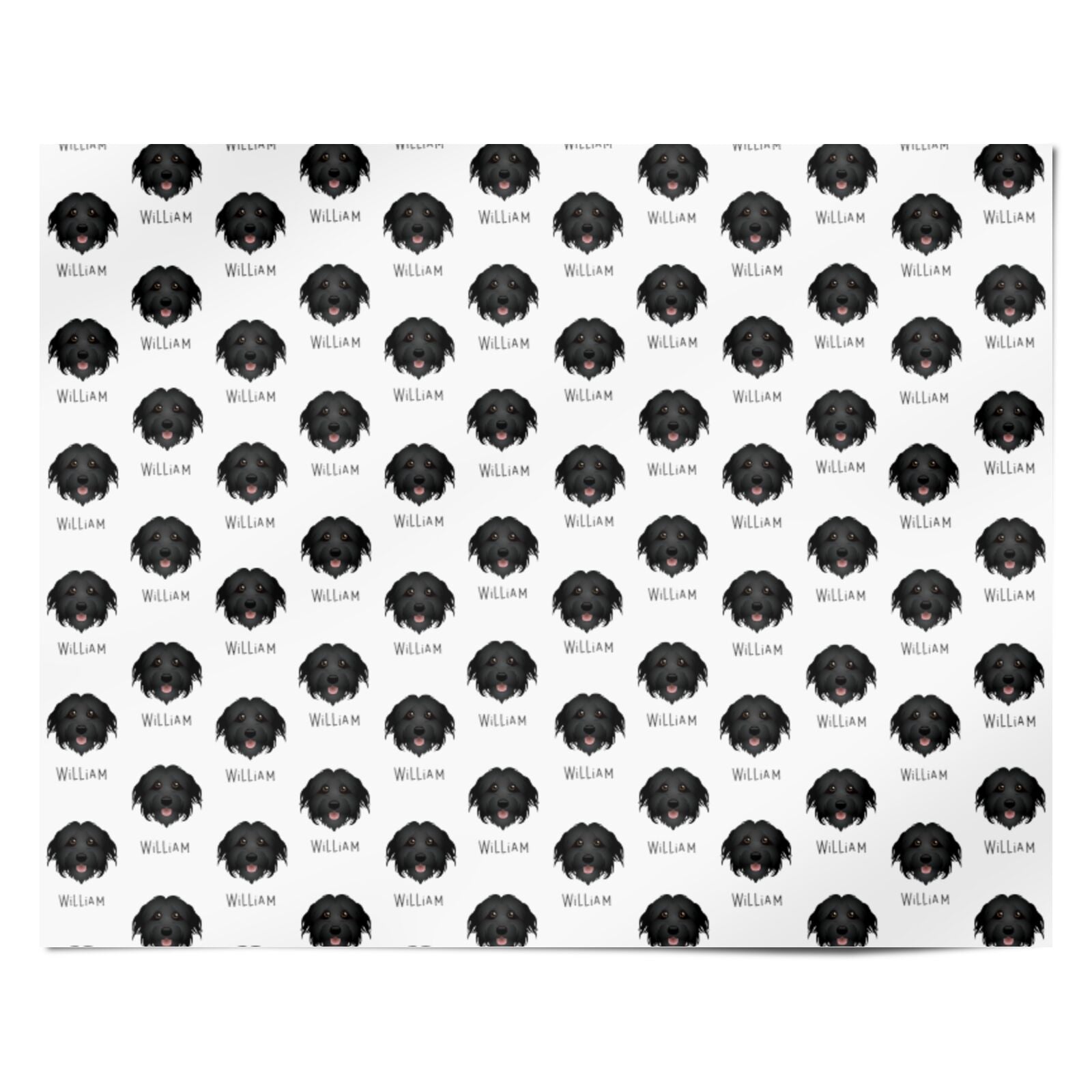 Pyrenean Shepherd Icon with Name Personalised Wrapping Paper Alternative