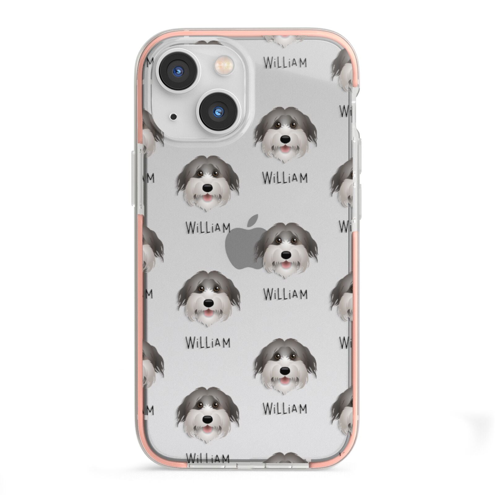 Pyrenean Shepherd Icon with Name iPhone 13 Mini TPU Impact Case with Pink Edges