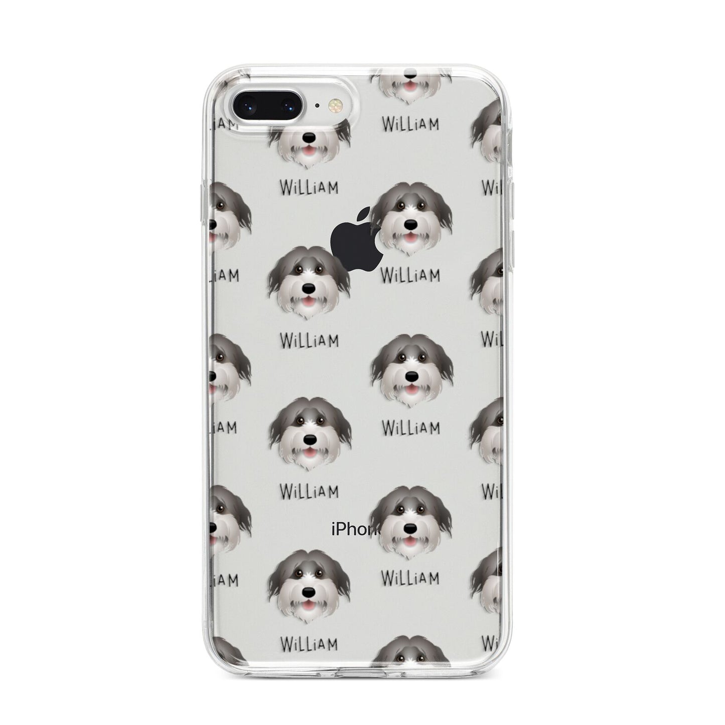 Pyrenean Shepherd Icon with Name iPhone 8 Plus Bumper Case on Silver iPhone