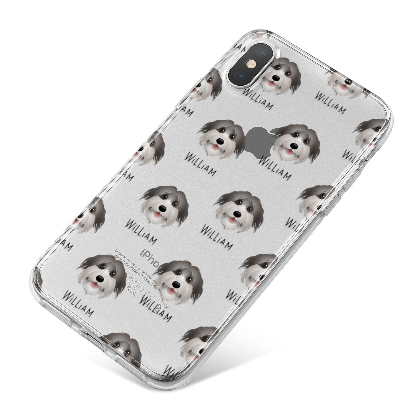 Pyrenean Shepherd Icon with Name iPhone X Bumper Case on Silver iPhone
