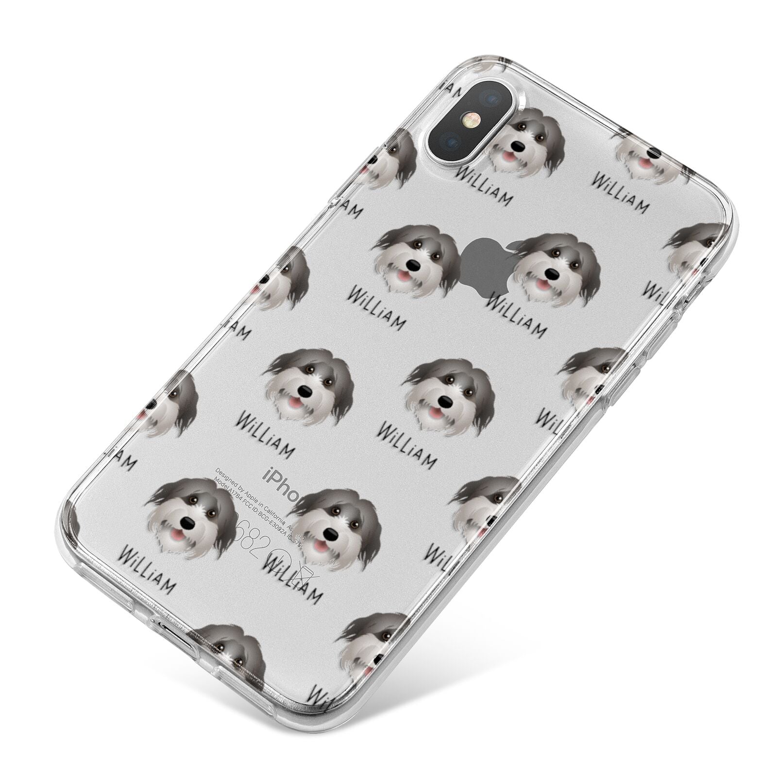 Pyrenean Shepherd Icon with Name iPhone X Bumper Case on Silver iPhone