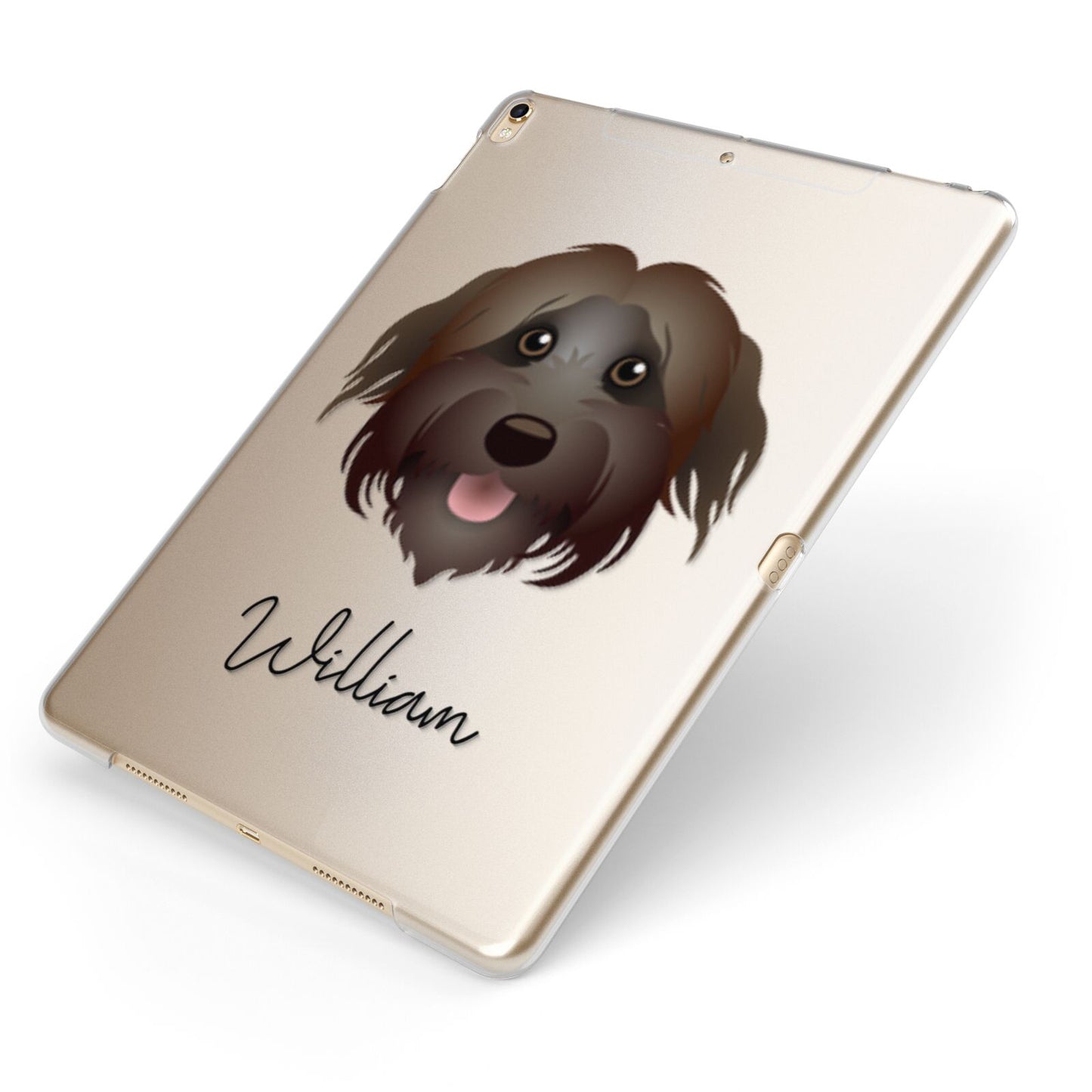 Pyrenean Shepherd Personalised Apple iPad Case on Gold iPad Side View